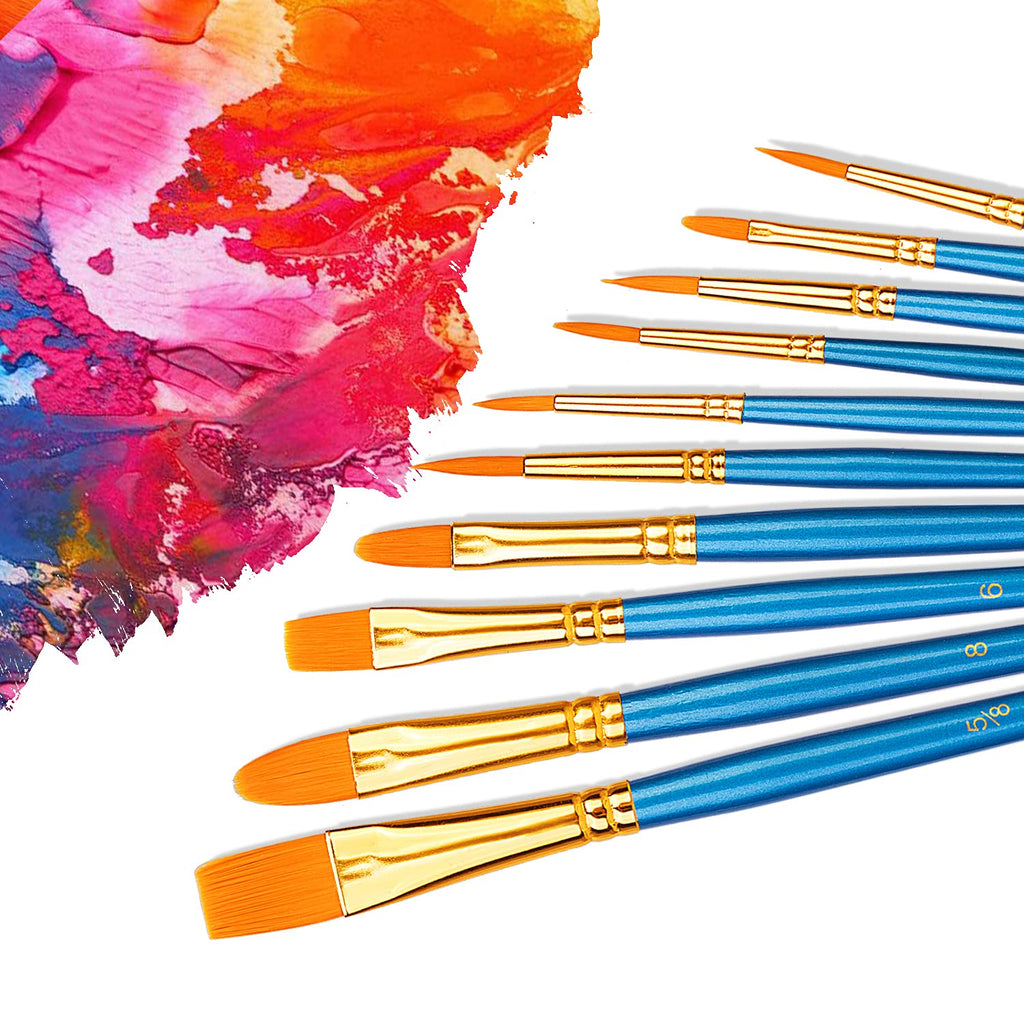 10 piece face paint brush set - sky blue