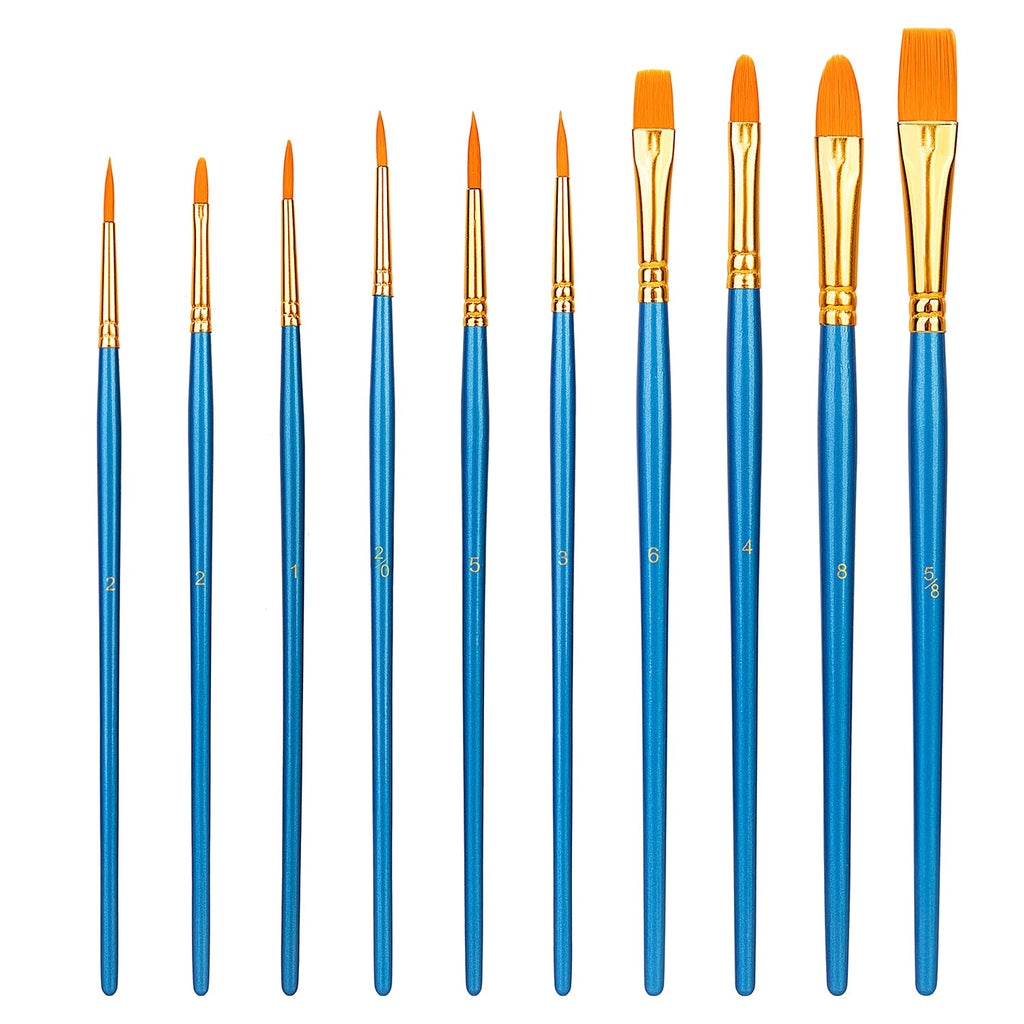 10 piece face paint brush set - sky blue